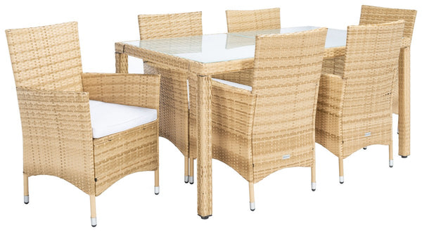 Jolin 7 Piece Outdoor Dining Set - Chic Wicker Design with Plush Cushions for Stylish Entertaining