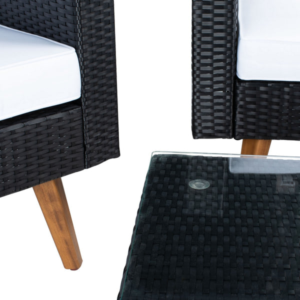 Presla 6 Piece Living Set - Modern Coastal Outdoor Furniture with Stylish Wicker and Acacia Legs