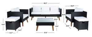 Presla 6 Piece Living Set - Modern Coastal Outdoor Furniture with Stylish Wicker and Acacia Legs