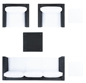 Presla 6 Piece Living Set - Modern Coastal Outdoor Furniture with Stylish Wicker and Acacia Legs