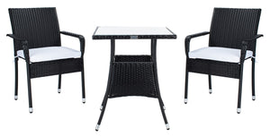 Laban Bistro Set - Contemporary 3-Piece Patio Collection with Plush Cushions and Elegant Glass Table