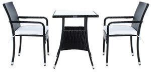 Laban Bistro Set - Contemporary 3-Piece Patio Collection with Plush Cushions and Elegant Glass Table