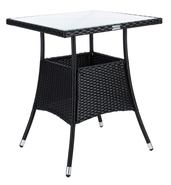 Laban Bistro Set - Contemporary 3-Piece Patio Collection with Plush Cushions and Elegant Glass Table