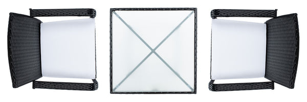 Laban Bistro Set - Contemporary 3-Piece Patio Collection with Plush Cushions and Elegant Glass Table