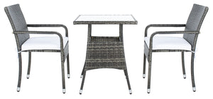 Laban Bistro Set - Contemporary 3-Piece Patio Collection with Plush Cushions and Elegant Glass Table