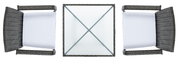 Laban Bistro Set - Contemporary 3-Piece Patio Collection with Plush Cushions and Elegant Glass Table