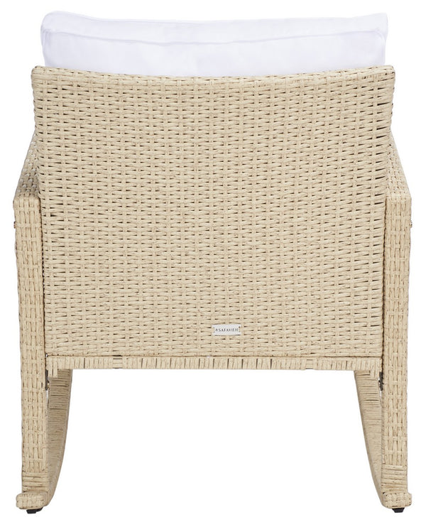 Safavieh Daire Rocking Chair Beige/White Cushion Wicker / Steel Frame PAT7721B
