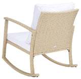 Safavieh Daire Rocking Chair Beige/White Cushion Wicker / Steel Frame PAT7721B