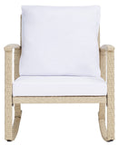 Safavieh Daire Rocking Chair Beige/White Cushion Wicker / Steel Frame PAT7721B