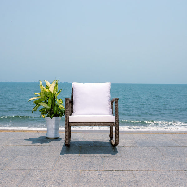 Daire Rocking Chair - Stylish Outdoor Seating with Durable Rattan Frame and Plush Weather-Resistant Cushions