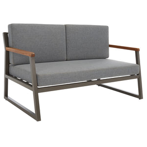 Randolph 4-Piece Living Set: Stylish Acacia & Steel Furniture for Modern Outdoor Comfort and Elegance