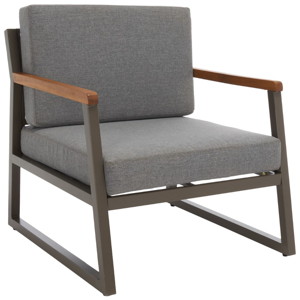 Randolph 4-Piece Living Set: Stylish Acacia & Steel Furniture for Modern Outdoor Comfort and Elegance