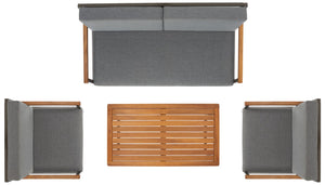 Randolph 4-Piece Living Set: Stylish Acacia & Steel Furniture for Modern Outdoor Comfort and Elegance