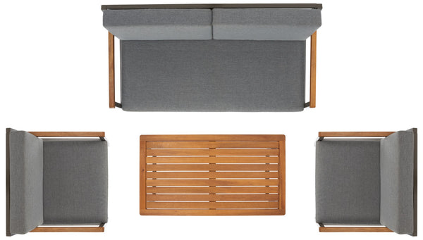 Randolph 4-Piece Living Set: Stylish Acacia & Steel Furniture for Modern Outdoor Comfort and Elegance