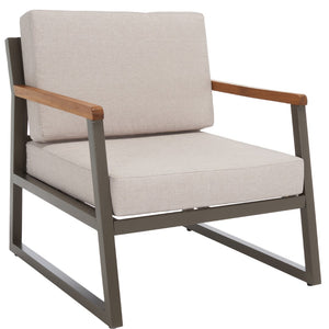 Randolph 4-Piece Living Set: Stylish Acacia & Steel Furniture for Modern Outdoor Comfort and Elegance