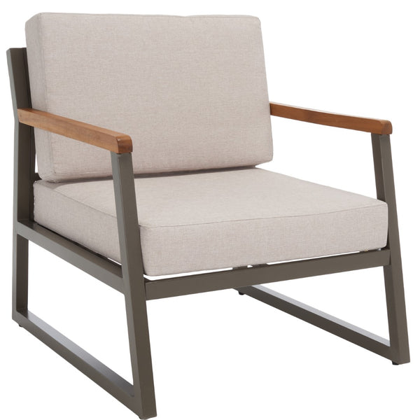 Randolph 4-Piece Living Set: Stylish Acacia & Steel Furniture for Modern Outdoor Comfort and Elegance