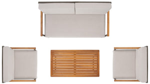 Randolph 4-Piece Living Set: Stylish Acacia & Steel Furniture for Modern Outdoor Comfort and Elegance