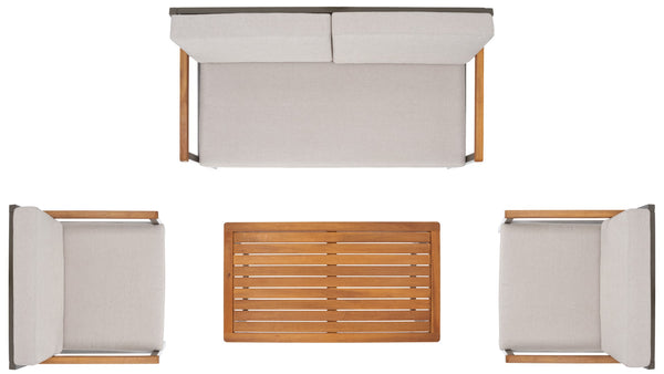 Randolph 4-Piece Living Set: Stylish Acacia & Steel Furniture for Modern Outdoor Comfort and Elegance