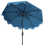 Safavieh Uv Resistant Zimmerman 9 Ft Crank Market Push Button Tilt Umbrella With Flap Pacific Blue Metal PAT8000P