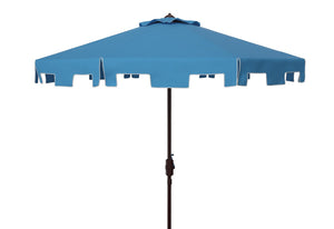 Safavieh Uv Resistant Zimmerman 9 Ft Crank Market Push Button Tilt Umbrella With Flap Pacific Blue Metal PAT8000P