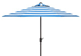 Safavieh Uv Resistant Iris Fashion Line 9Ft Auto Tilt Umbrella Pacific Blue Stripe Metal PAT8004P