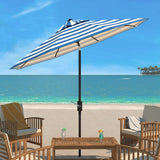 Safavieh Uv Resistant Iris Fashion Line 9Ft Auto Tilt Umbrella Pacific Blue Stripe Metal PAT8004P