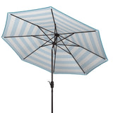 Safavieh Uv Resistant Iris Fashion Line 9Ft Auto Tilt Umbrella Pacific Blue Stripe Metal PAT8004P