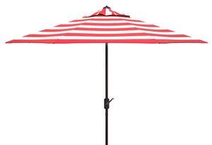 Safavieh Uv Resistant Iris Fashion Line 9Ft Auto Tilt Umbrella Red Stripe Metal PAT8004R