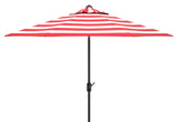 Safavieh Uv Resistant Iris Fashion Line 9Ft Auto Tilt Umbrella Red Stripe Metal PAT8004R