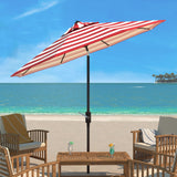 Safavieh Uv Resistant Iris Fashion Line 9Ft Auto Tilt Umbrella Red Stripe Metal PAT8004R