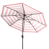 Safavieh Uv Resistant Iris Fashion Line 9Ft Auto Tilt Umbrella Red Stripe Metal PAT8004R