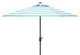 Safavieh Uv Resistant Iris Fashion Line 9Ft Auto Tilt Umbrella Baby Blue / White  Metal PAT8004U