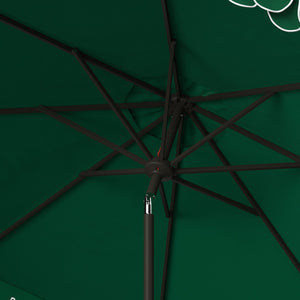 Safavieh Elegant Valance 9Ft Auto Tilt Umbrella Hunter Green Metal PAT8006H