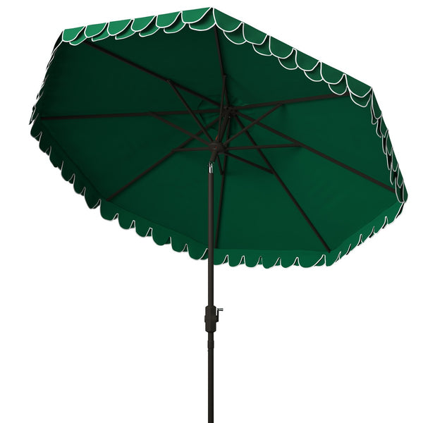 Safavieh Elegant Valance 9Ft Auto Tilt Umbrella Hunter Green Metal PAT8006H