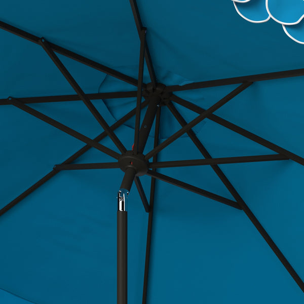 Safavieh Elegant Valance 9Ft Auto Tilt Umbrella Pacific Blue Metal PAT8006P