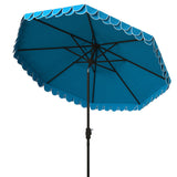 Safavieh Elegant Valance 9Ft Auto Tilt Umbrella Pacific Blue Metal PAT8006P