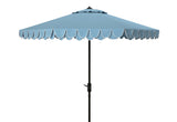 Safavieh Elegant Valance 9Ft Auto Tilt Umbrella Baby Blue / White  Metal PAT8006U