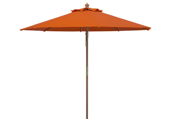 Safavieh Cannes 9Ft Wooden Outdoor Umbrella Orange Wood/Polyethylene Coating PAT8009O