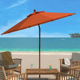 Safavieh Cannes 9Ft Wooden Outdoor Umbrella Orange Wood/Polyethylene Coating PAT8009O