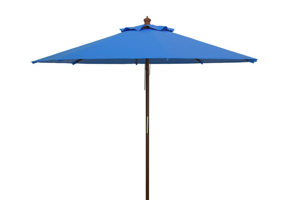 Safavieh Cannes 9Ft Wooden Outdoor Umbrella Pacific Blue Wood/Polyethylene Coating PAT8009P