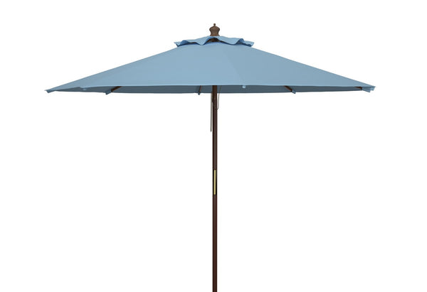 Safavieh Cannes 9Ft Wooden Outdoor Umbrella Baby Blue  Wood/Polyethylene Coating PAT8009U