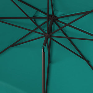 Safavieh Venice Single Scallop 9Ft Crank Outdoor Push Button Tilt Umbrella Hunter Green Metal PAT8010H