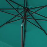Safavieh Venice Single Scallop 9Ft Crank Outdoor Push Button Tilt Umbrella Hunter Green Metal PAT8010H