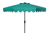 Safavieh Venice Single Scallop 9Ft Crank Outdoor Push Button Tilt Umbrella Hunter Green Metal PAT8010H