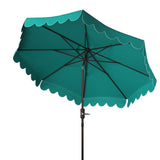 Safavieh Venice Single Scallop 9Ft Crank Outdoor Push Button Tilt Umbrella Hunter Green Metal PAT8010H