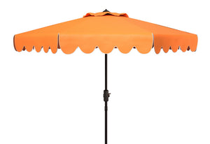 Safavieh Venice Single Scallop 9Ft Crank Outdoor Push Button Tilt Umbrella Orange Metal PAT8010O