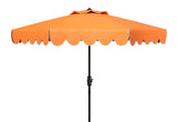 Safavieh Venice Single Scallop 9Ft Crank Outdoor Push Button Tilt Umbrella Orange Metal PAT8010O