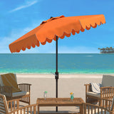 Safavieh Venice Single Scallop 9Ft Crank Outdoor Push Button Tilt Umbrella Orange Metal PAT8010O