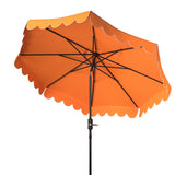 Safavieh Venice Single Scallop 9Ft Crank Outdoor Push Button Tilt Umbrella Orange Metal PAT8010O