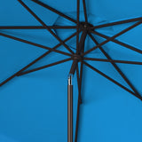 Safavieh Venice Single Scallop 9Ft Crank Outdoor Push Button Tilt Umbrella Pacific Blue Metal PAT8010P